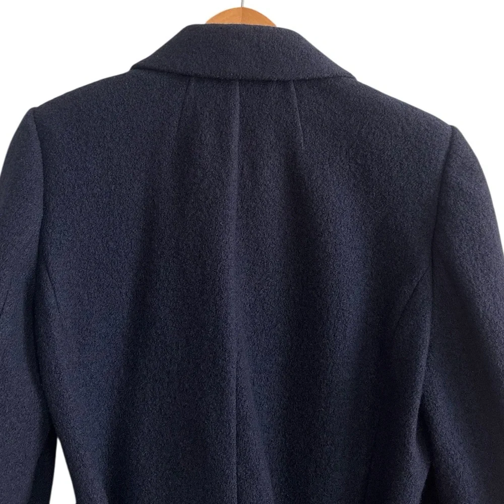 J. Crew Navy Blue Italian Boiled 100% Wool Wrap Blazer Jacket Size 8‎